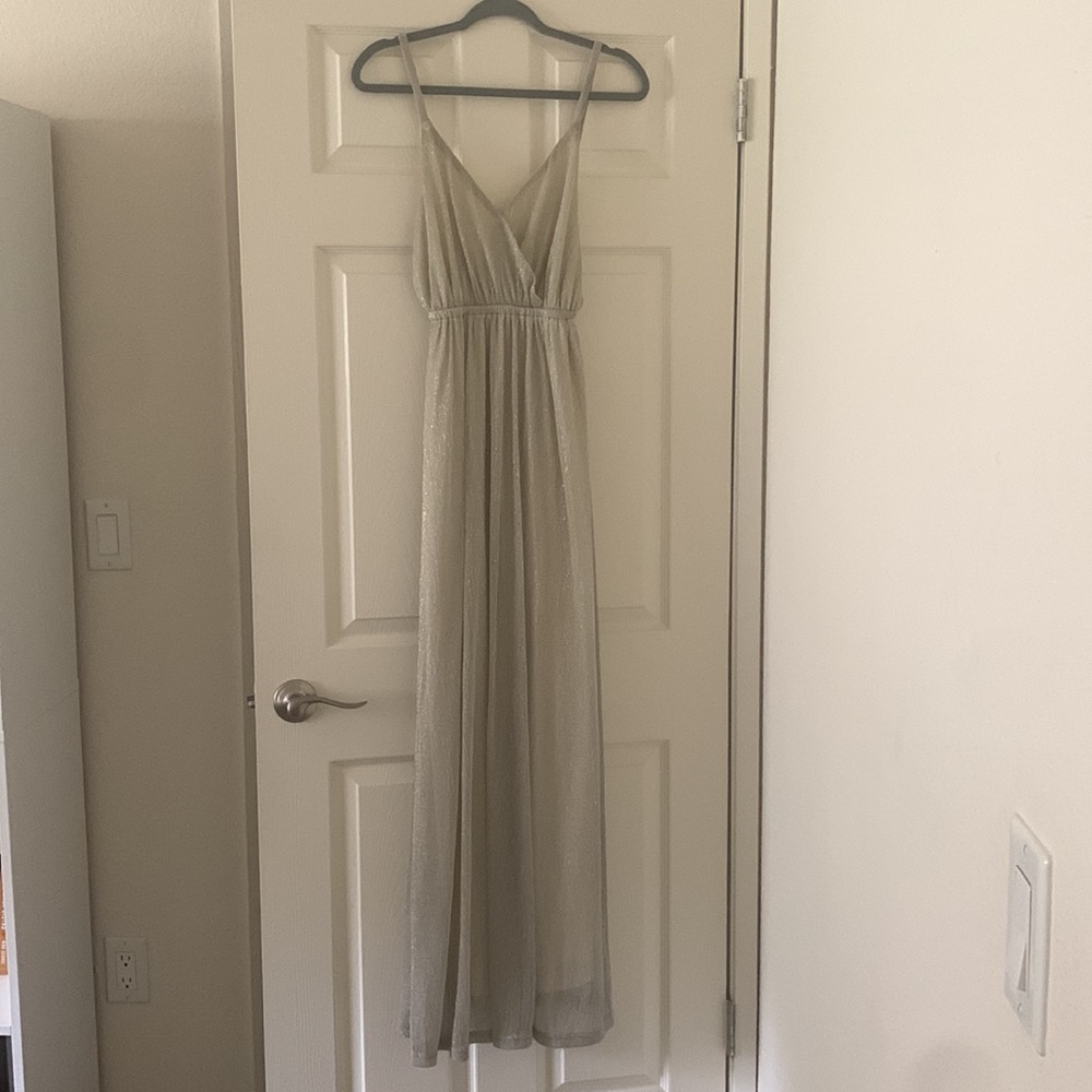 Lulu’s: Champagne floor length dress